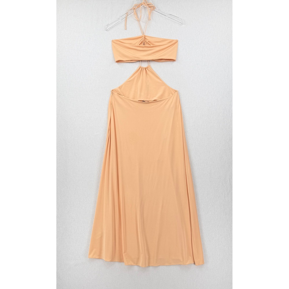 ROSETTA GETTY Ruched Cutout Maxi Dress Women 10 Peach Orange Gown Party Cocktail - Picture 7 of 16